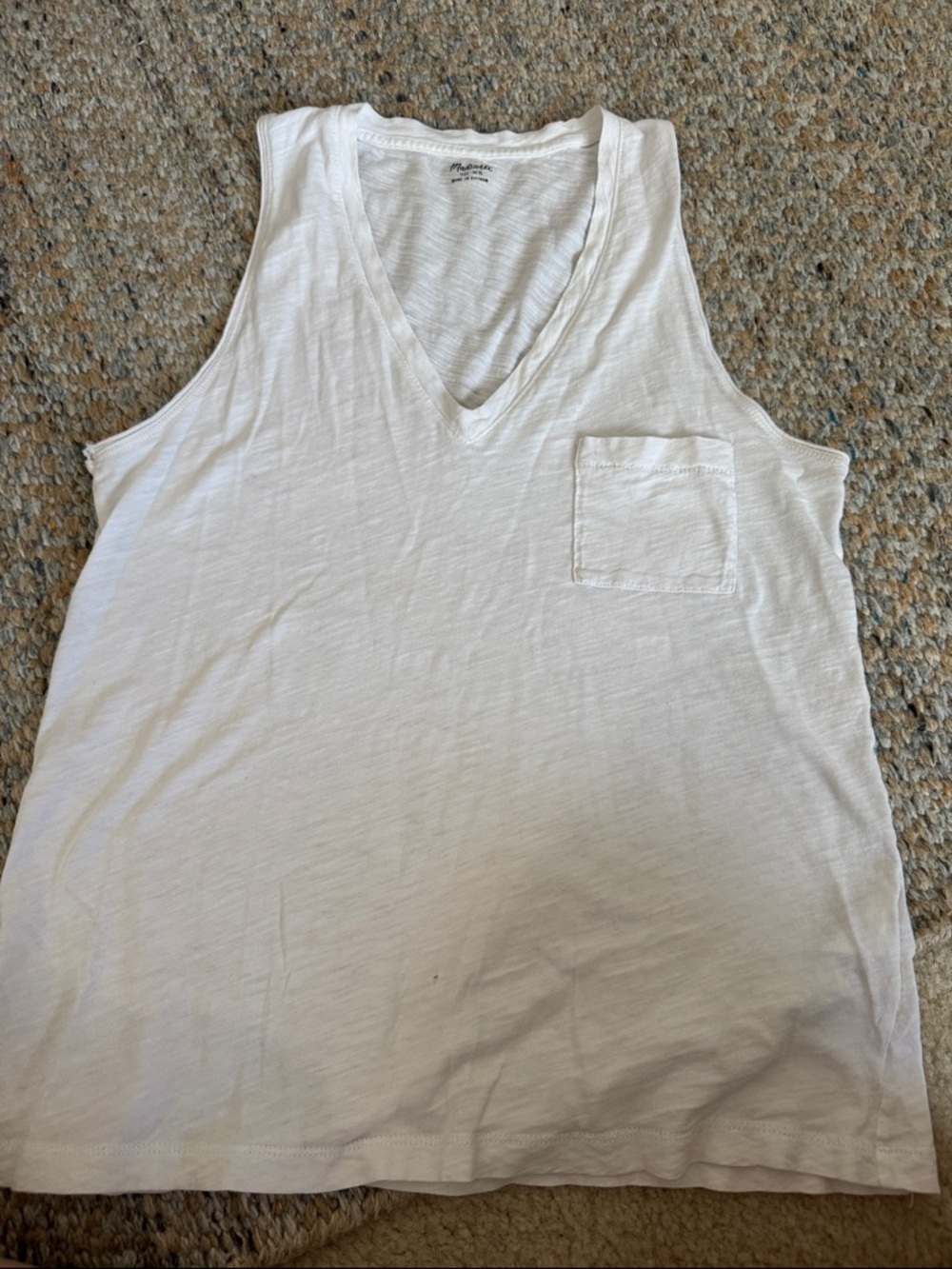 Madewell White V-Neck Slub Tank